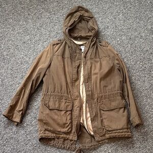 Brown/Green Hooded Jacket with removable lining